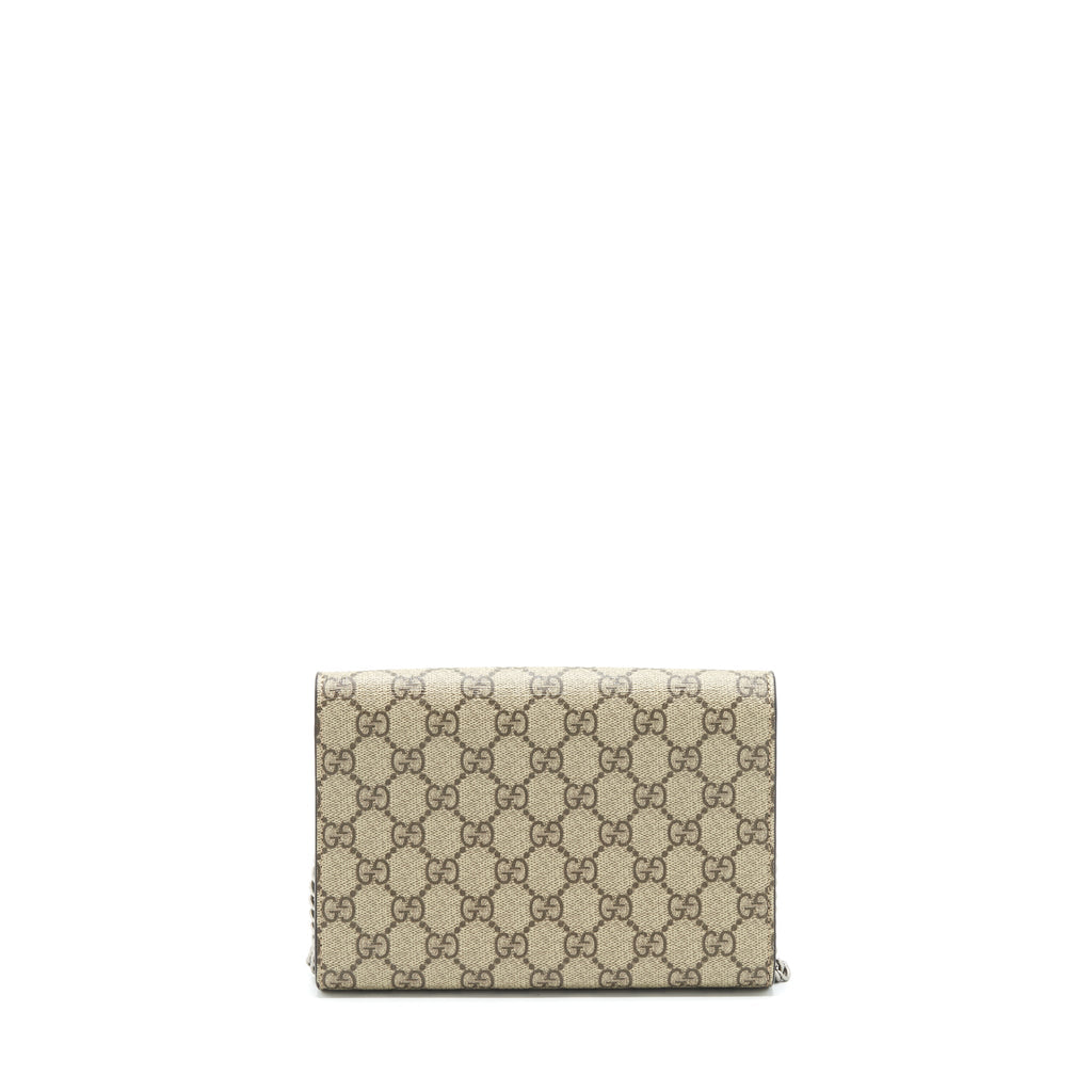 Gucci Dionysus GG Supreme Chain Wallet Beige SHW