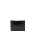 Saint Laurent Cassandra Chain Bag Croc Embossed Leather Black GHW