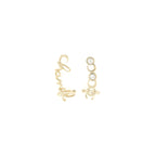 Chanel Letter Earrings Light Gold Tone