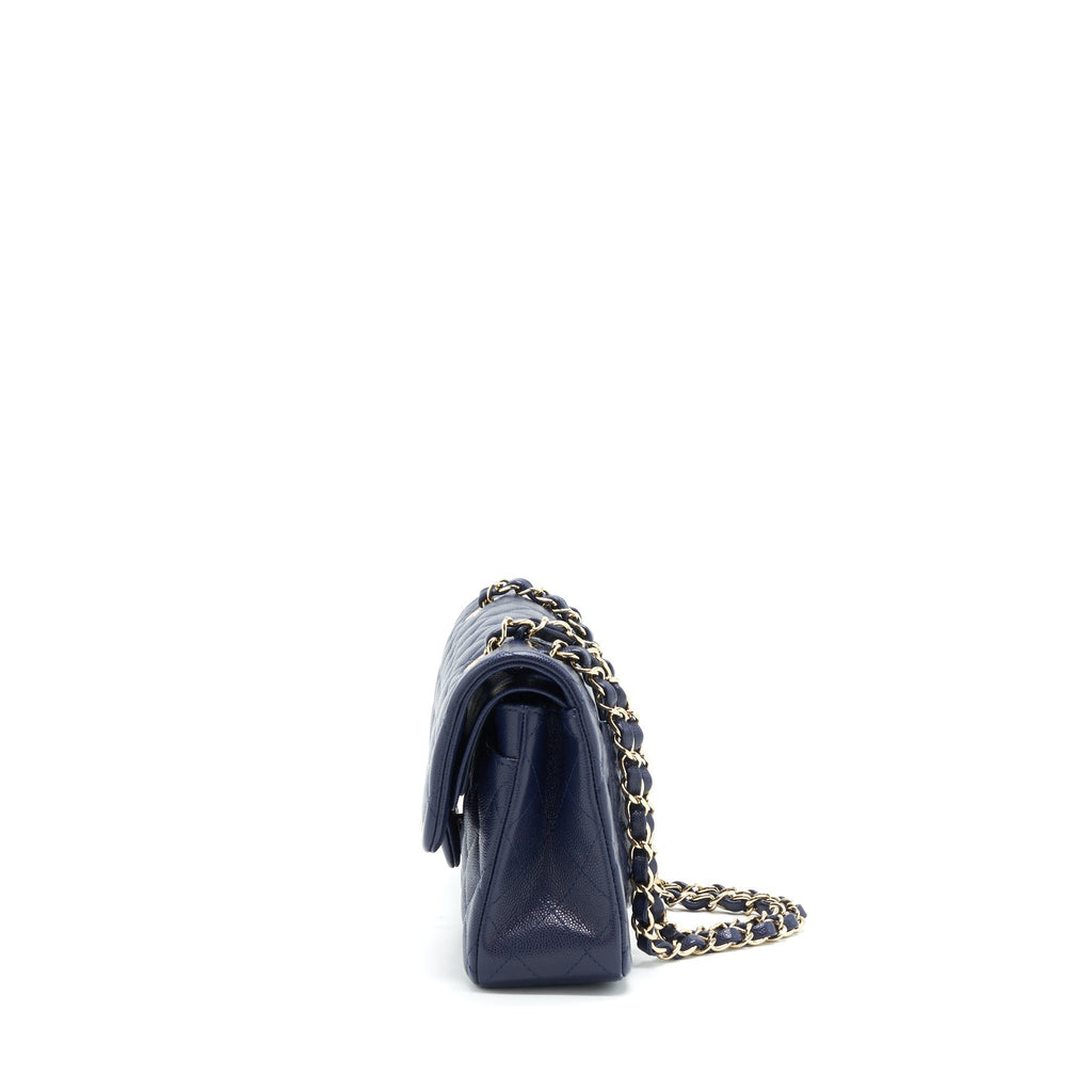 Chanel Small Classic Flap Bag Caviar Dark Blue LGHW