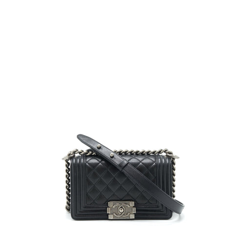 Chanel Small Boy Bag Caviar Black Ruthenium Sliver Hardware