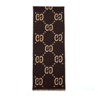 Gucci GG Jacquard Wool Silk Scarf Brown/Beige
