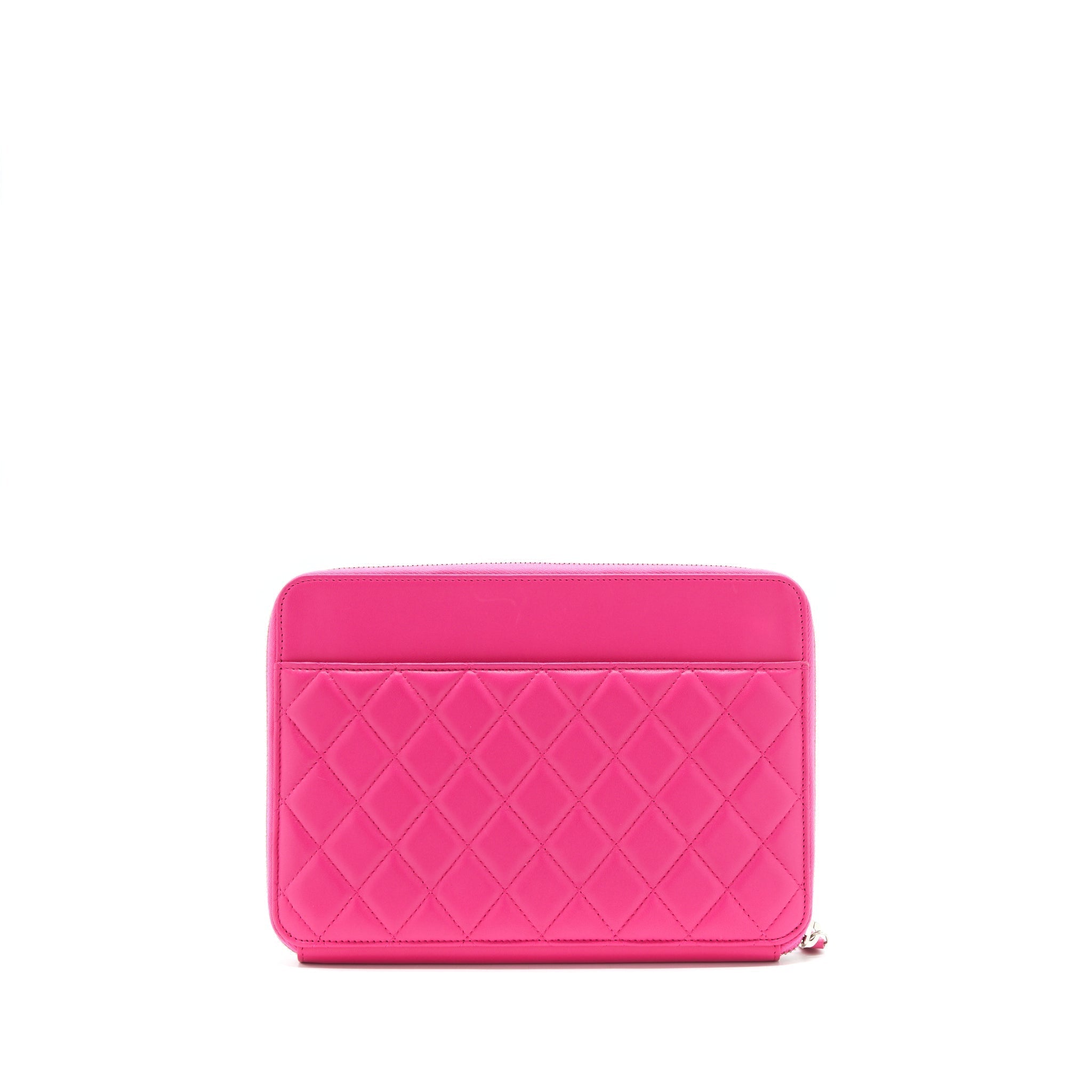 Chanel Quilted Zipper Clutch Lambskin Pink SHW