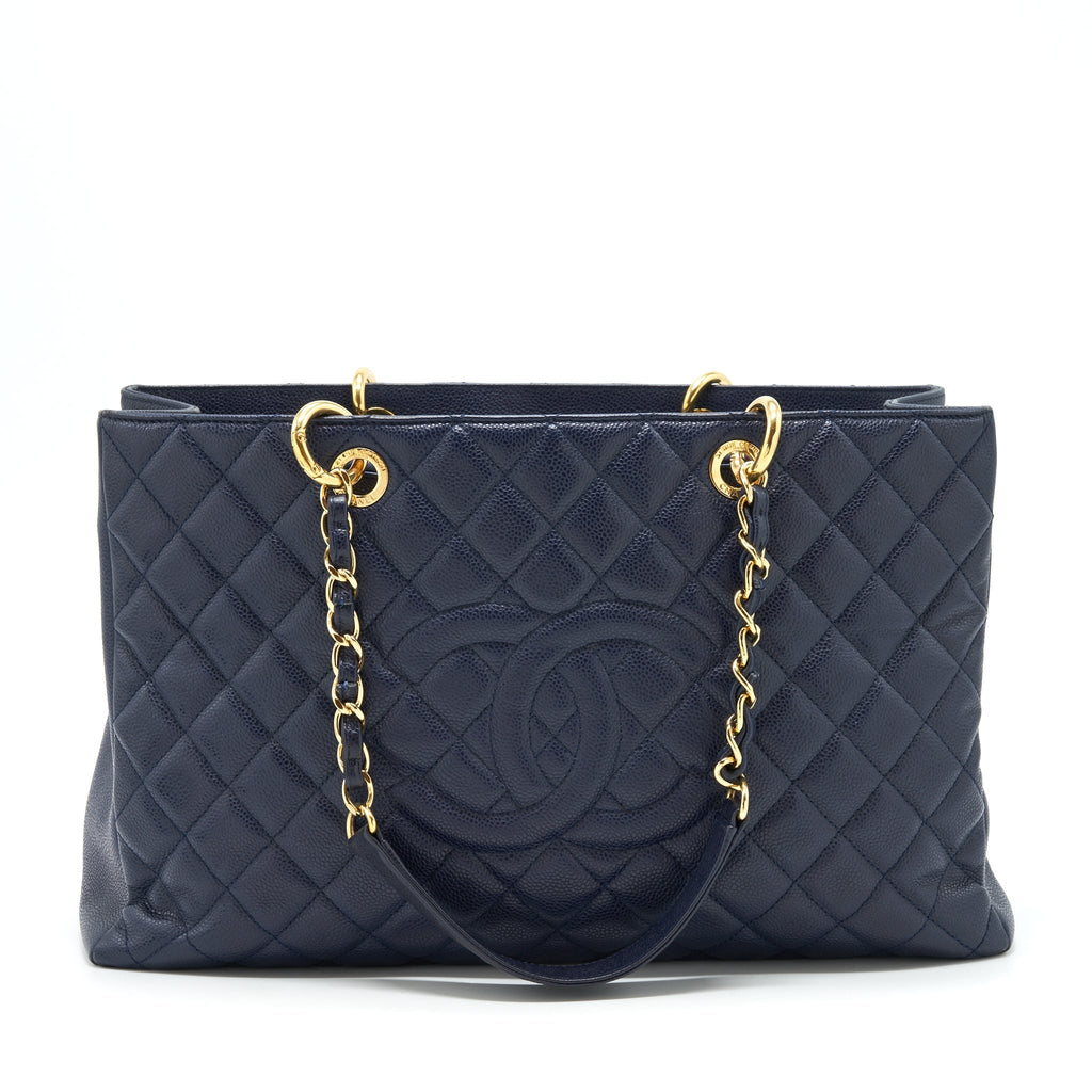 Chanel Grand Shopping Tote XL Caviar Navy Blue GHW