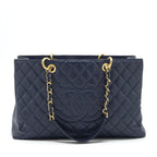 Chanel Grand Shopping Tote XL Caviar Navy Blue GHW