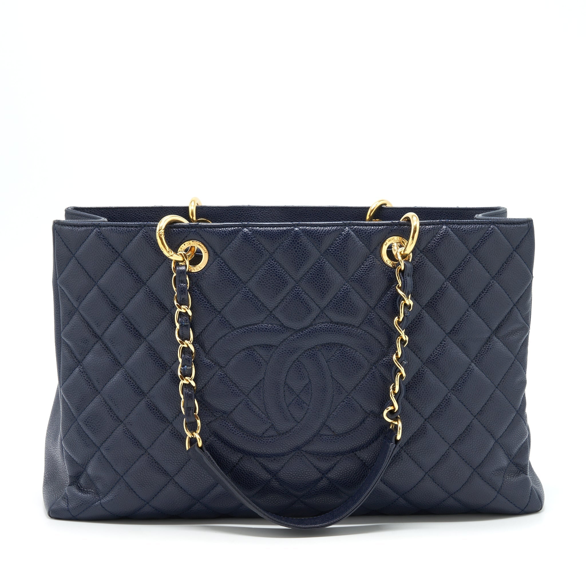Chanel Grand Shopping Tote XL Caviar Navy Blue GHW
