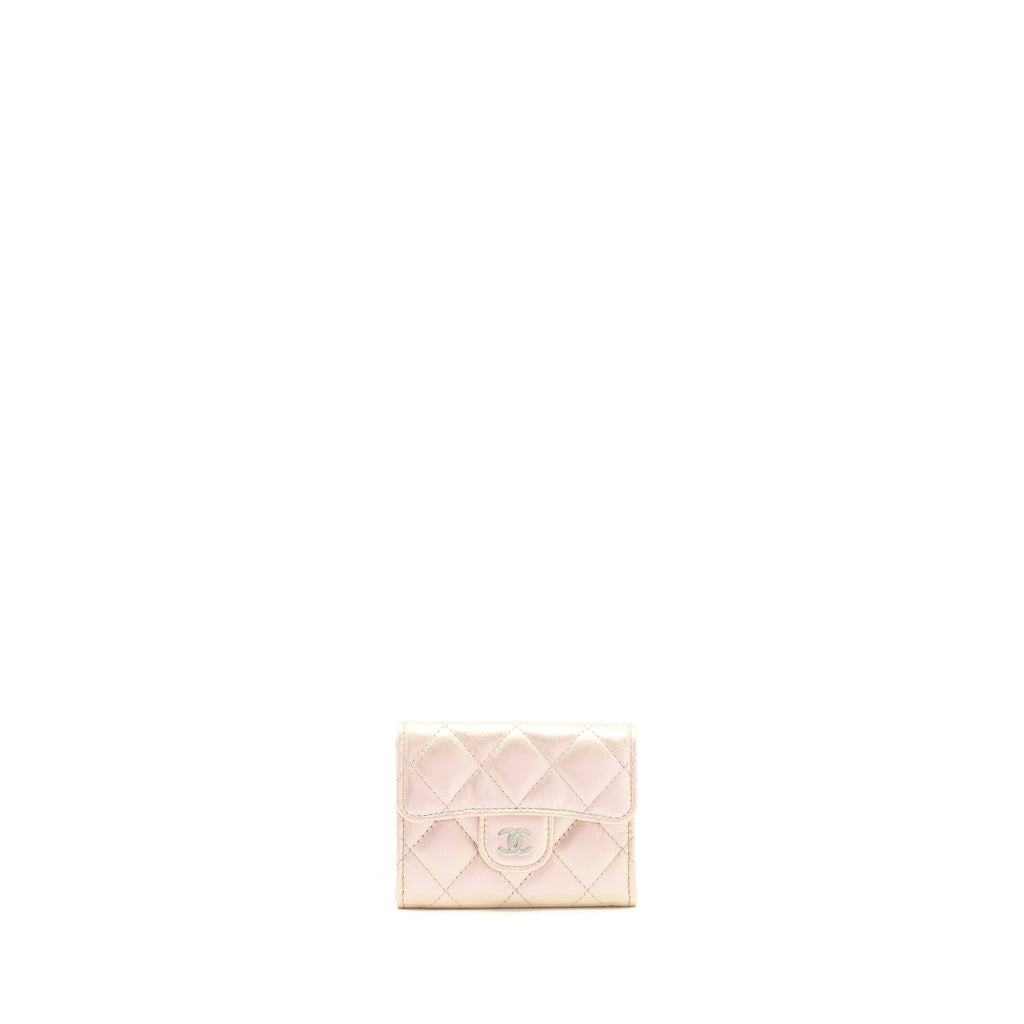 Chanel Iridescent Card Holder Calfskin Pink SHW