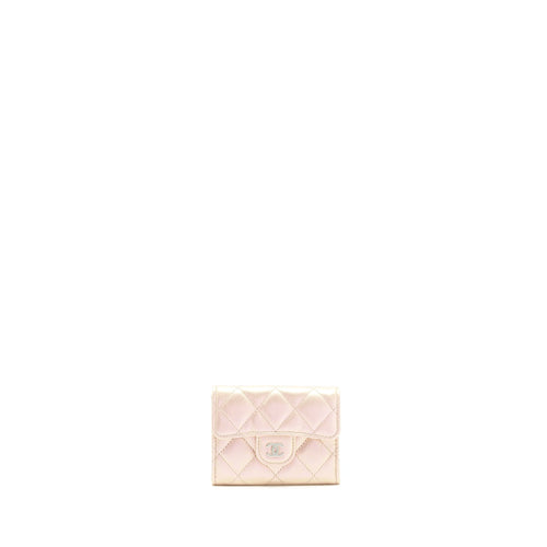 Chanel Iridescent Card Holder Calfskin Pink SHW