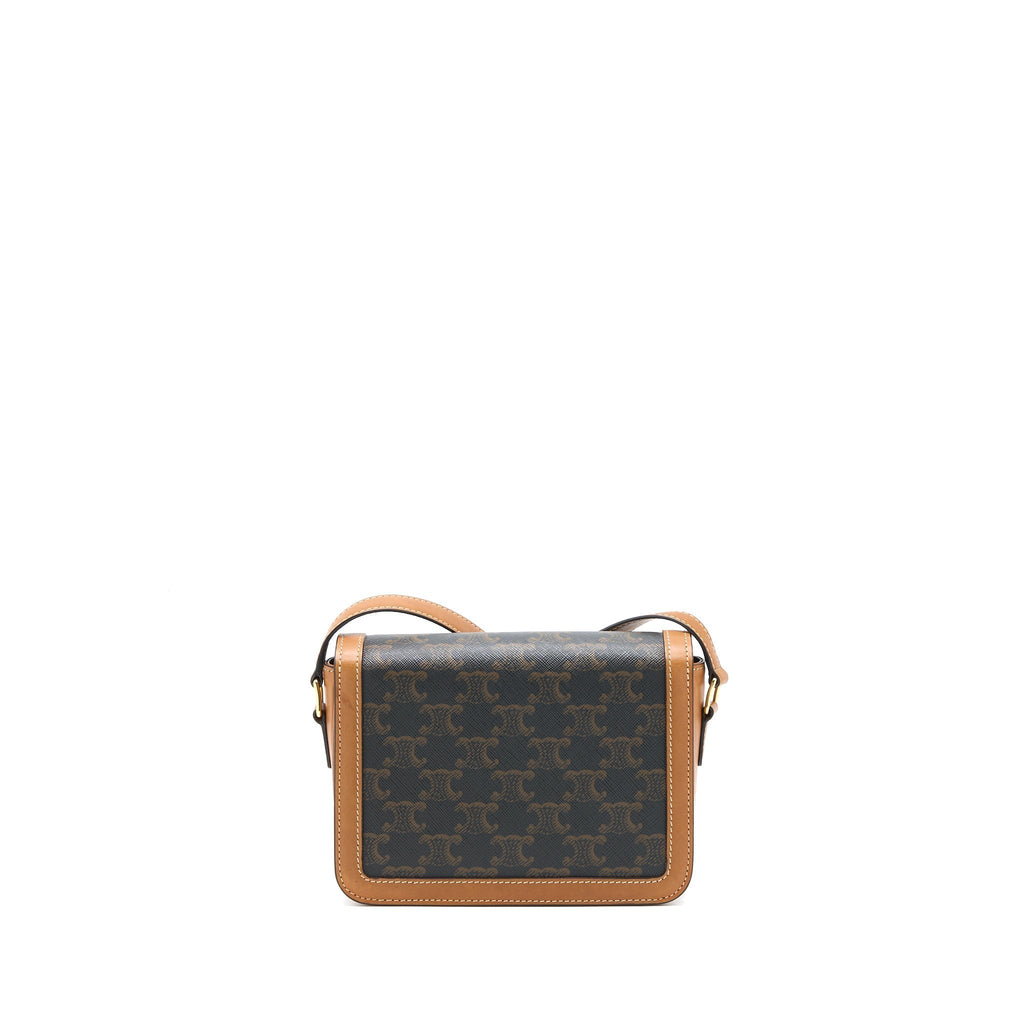 Celine Teen Triomphe Bag In Triomphe Canvas / Nature Calfskin