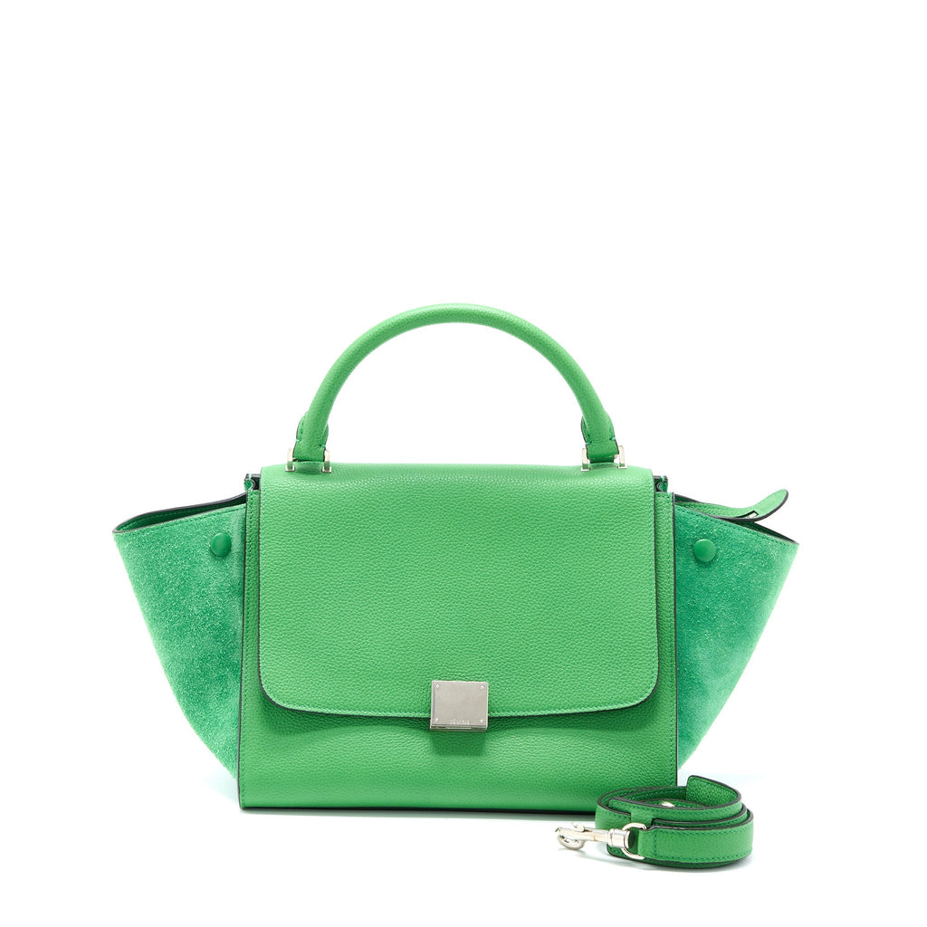 Celine Small Trapeze Bag Calfskin/Suede Green