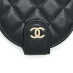 CHANEL QUILTED LUGGAGE TAG LAMBSKIN BLACK LGHW