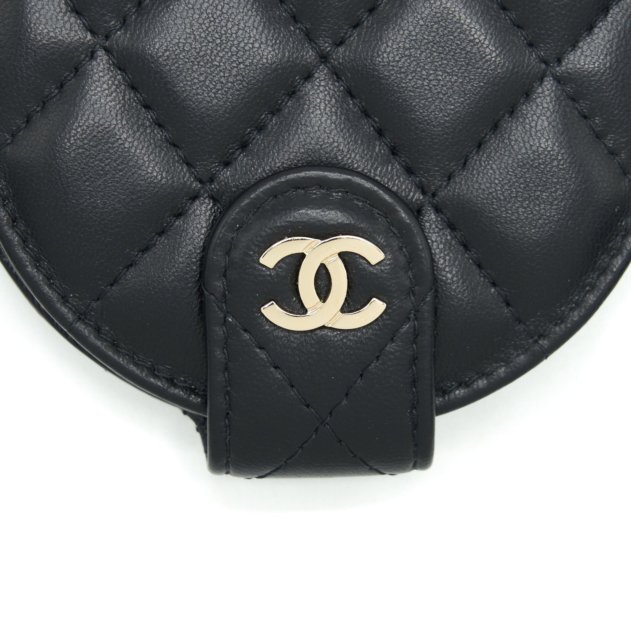 CHANEL QUILTED LUGGAGE TAG LAMBSKIN BLACK LGHW
