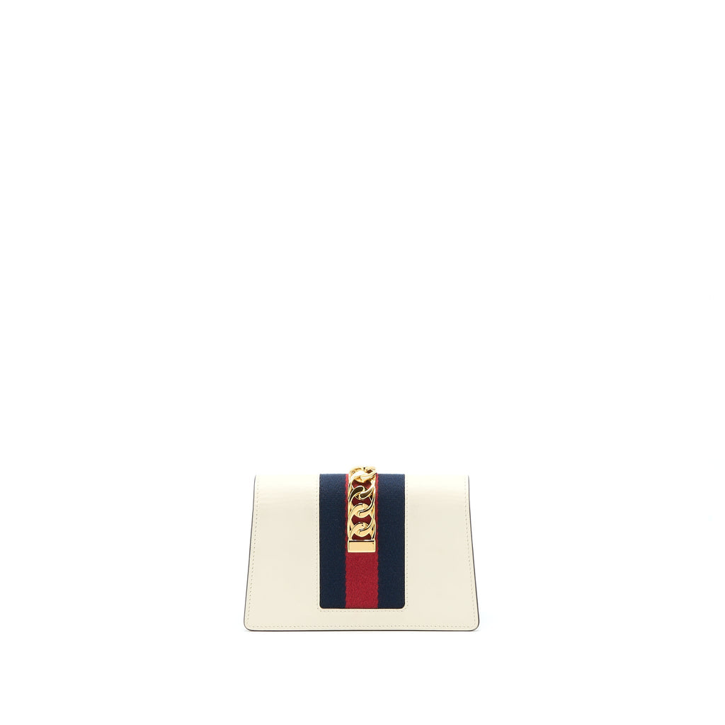 Gucci Sylvie Mini Chain Bag Calfskin White GHW