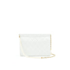 Chanel Quilted Pearl Chain Flap Bag In White GHW