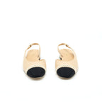 Chanel 38.5C Slingback Flats Beige With Pearls