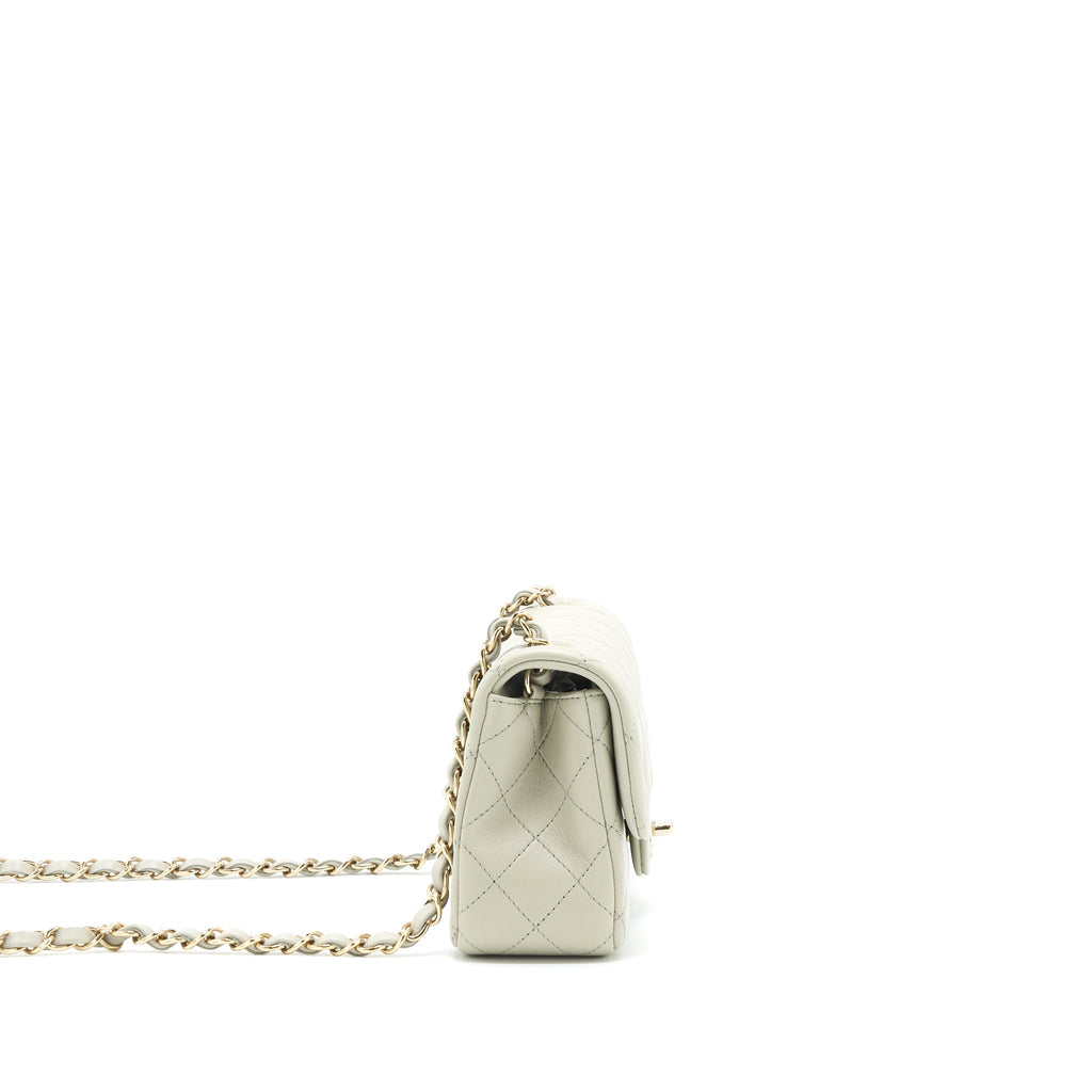 Chanel mini rectangular flap Bag Lambskin Light Grey LGHW (microchip)