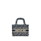 Dior Mini Book Tote Blue Oblique Embroidery
