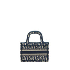 Dior Mini Book Tote Blue Oblique Embroidery