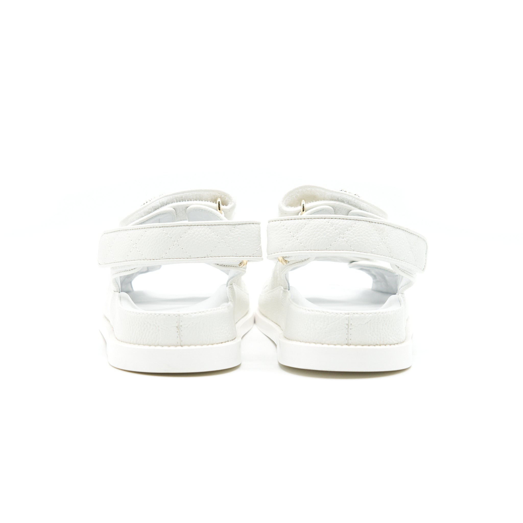 CHANEL DAD SANDALS SIZE36 LEATHER SANDAL WHITE