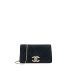 Chanel Quilted Velvet CC Logo Flap Bag black LGHW