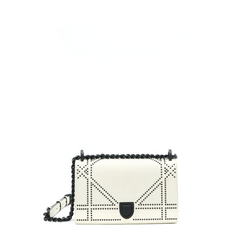 Dior Small Diorama Studded White With Black Hardware