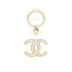Chanel 21B Giant CC Heart Drop Earrings Light Gold Tone