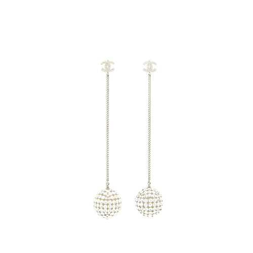 Chanel Drop Ball Crystal Earrings SHW
