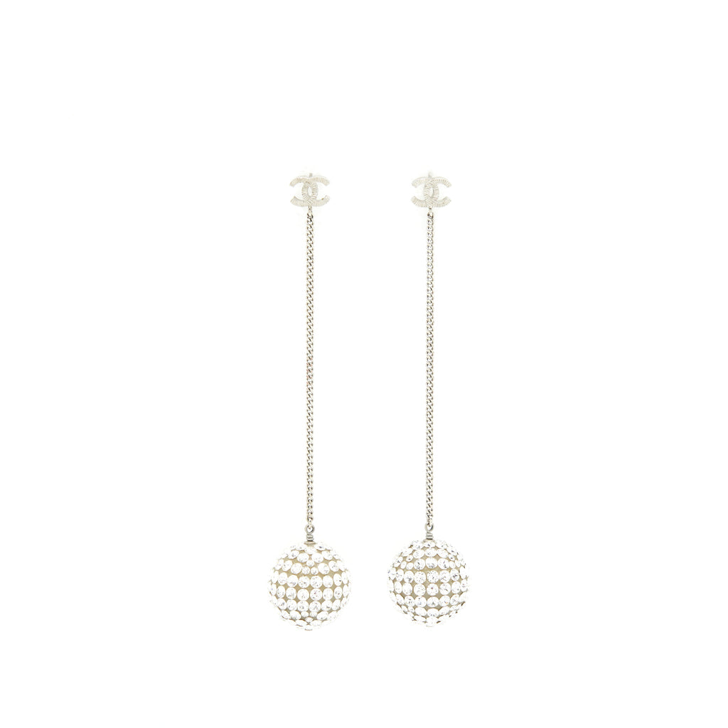 Chanel Drop Ball Crystal Earrings SHW