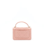 Chanel Top Handle Flap Bag Lambskin Dark Pink LGHW (Microchip)