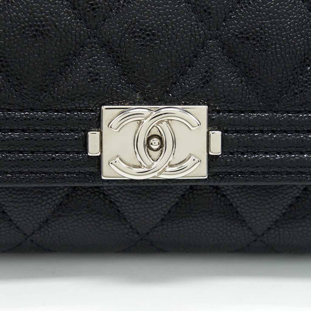 Chanel Boy Card Holder Caviar Black SHW