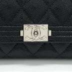 Chanel Boy Card Holder Caviar Black SHW