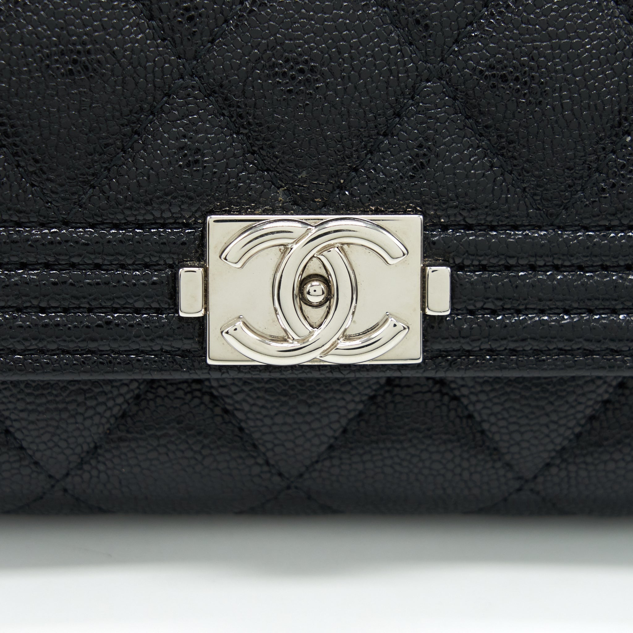 Chanel Boy Card Holder Caviar Black SHW