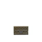 CHANEL FLAP LONG WALLET PATENT LEATHER GREY SHW