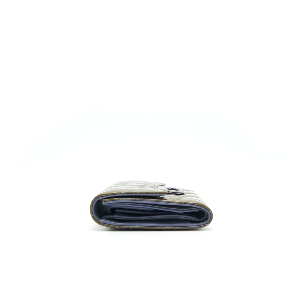 CHANEL FLAP LONG WALLET PATENT LEATHER GREY SHW