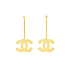 Chanel CC Logo Earrings Bright Gold Tone