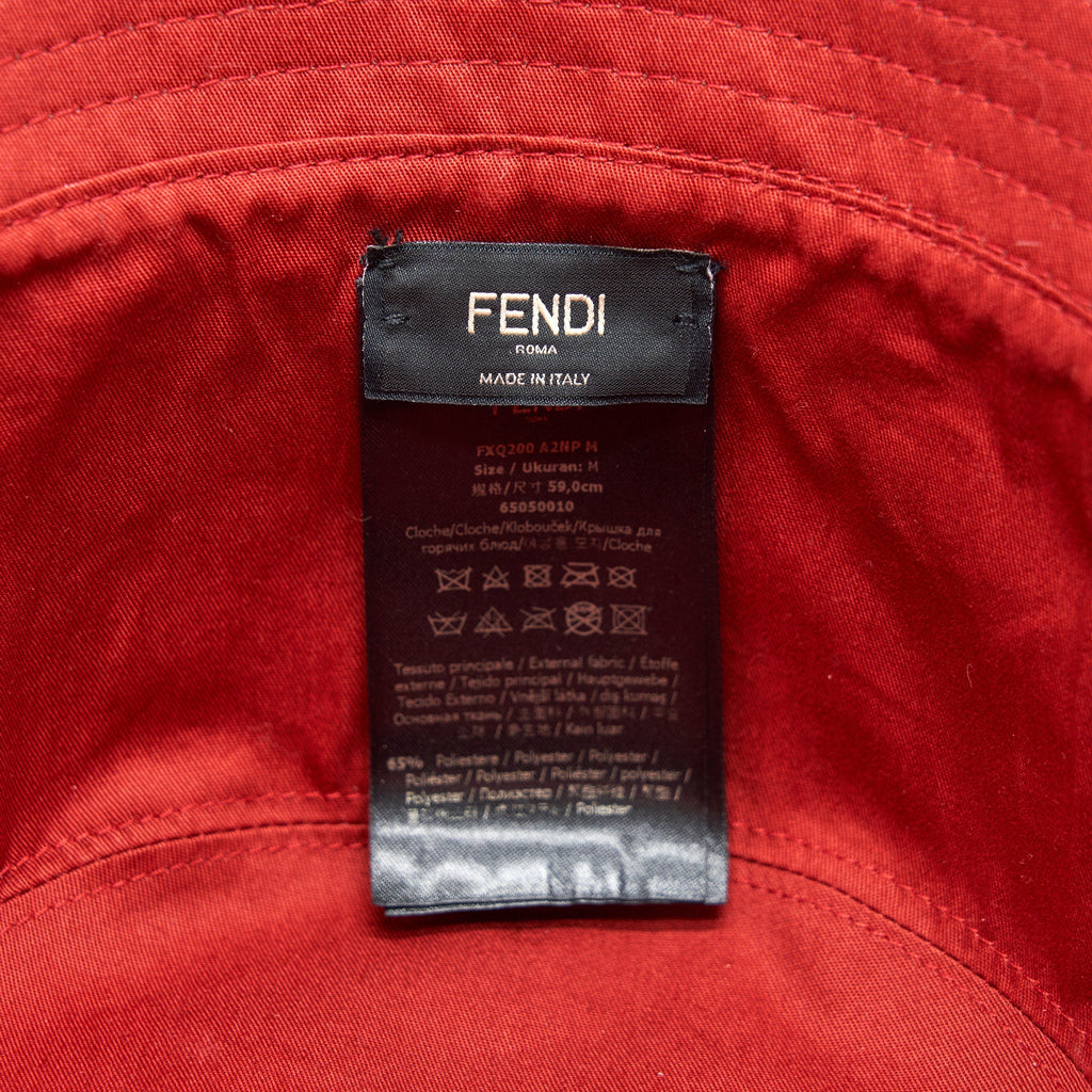 Fendi Bucket Hat Monogram with Red inside