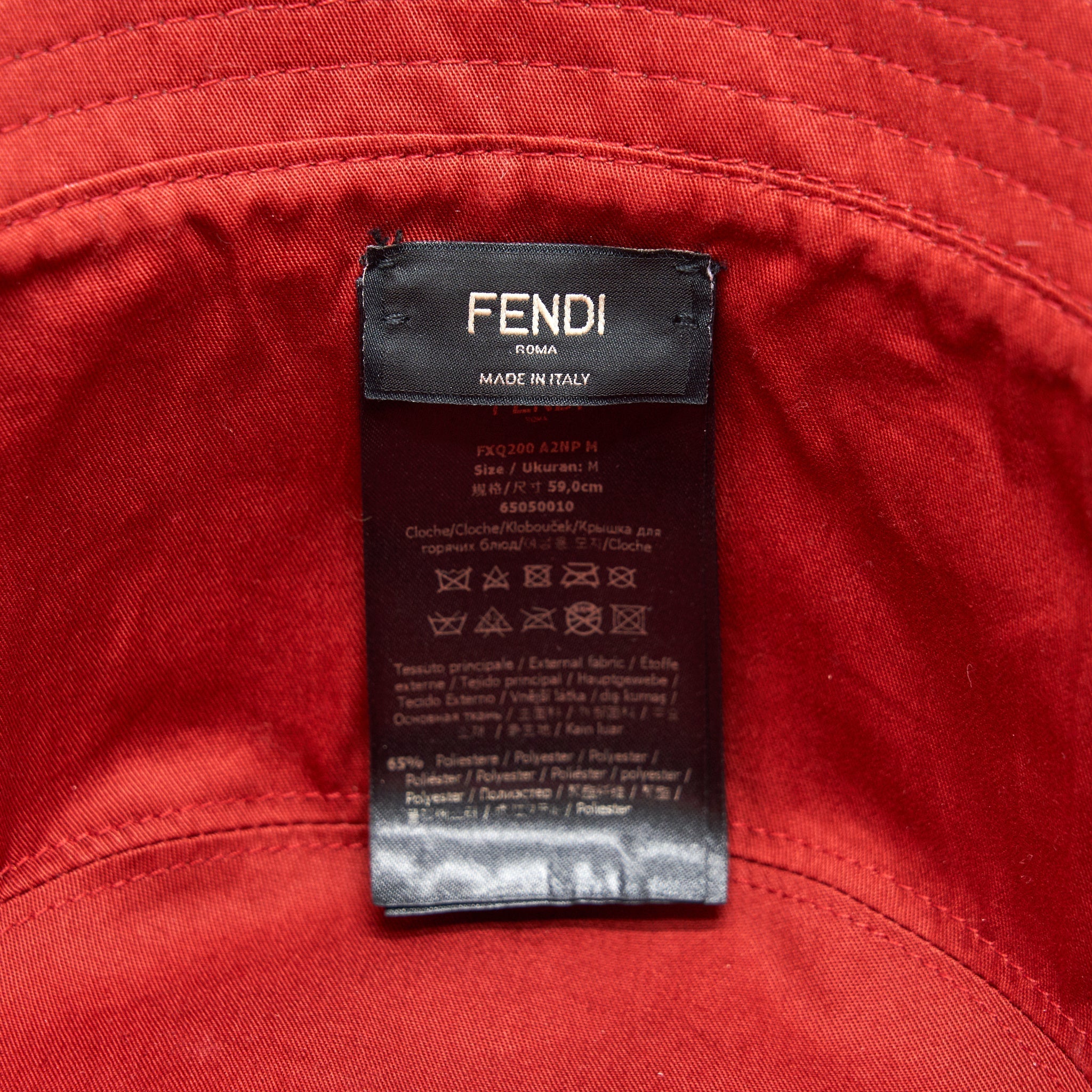 Fendi Bucket Hat Monogram with Red inside