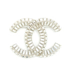 Chanel Metal And Stress Brooch Silver Tone