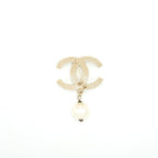 Chanel Pearl CC Logo With Drop Pearl Brooch LGHW