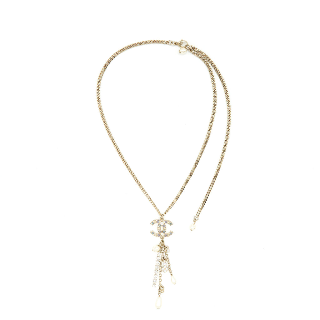 Chanel CC With Crystals Drop Necklace SHW