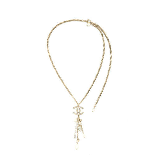Chanel CC With Crystals Drop Necklace SHW