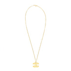 Chanel CC Logo Pendant Necklace Bright Gold Tone