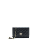 Chanel 22S Detailed CC Logo Wallet On Chain Caviar Black LGHW (Microchip)