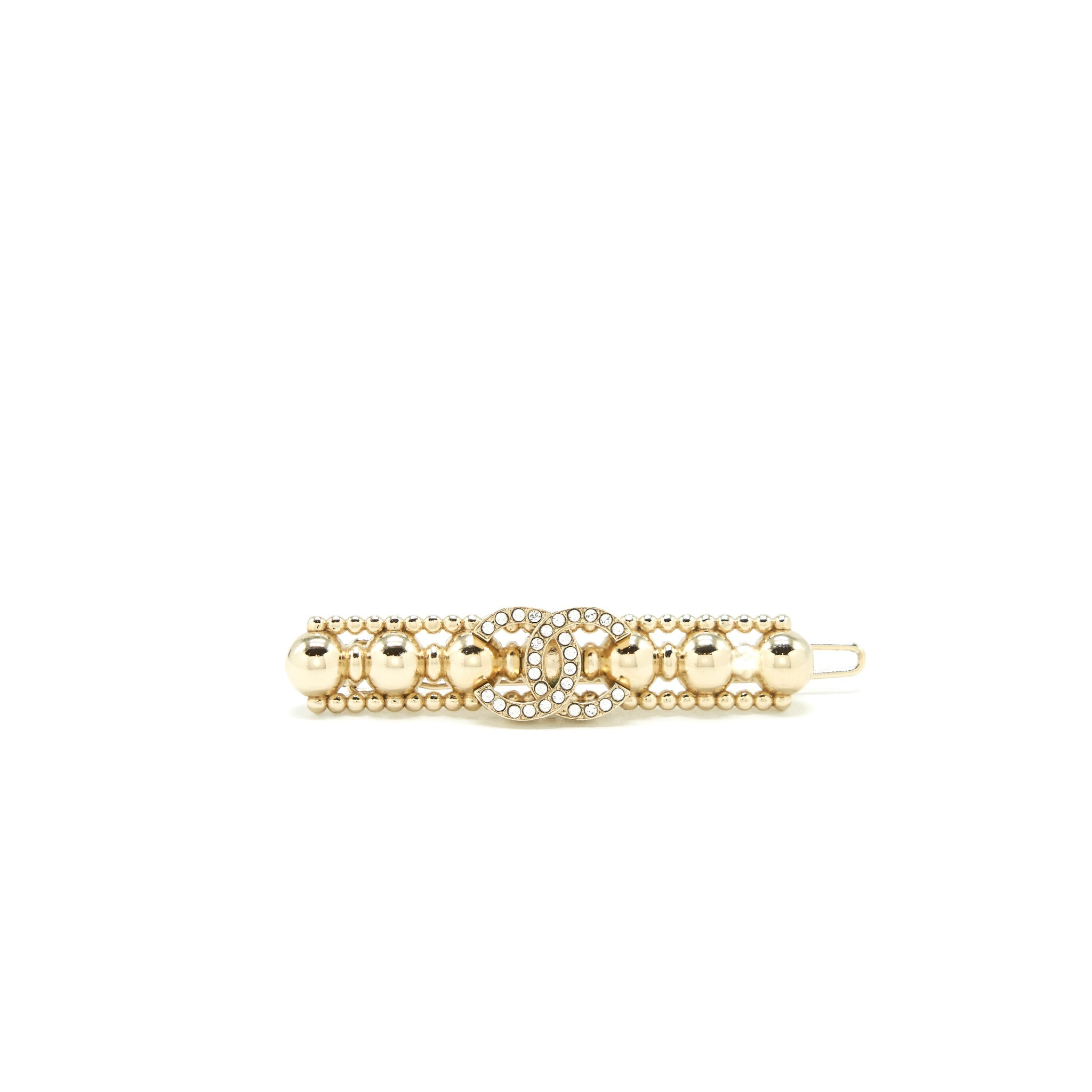 Chanel CC Logo Hair Clip Light Gold Tone