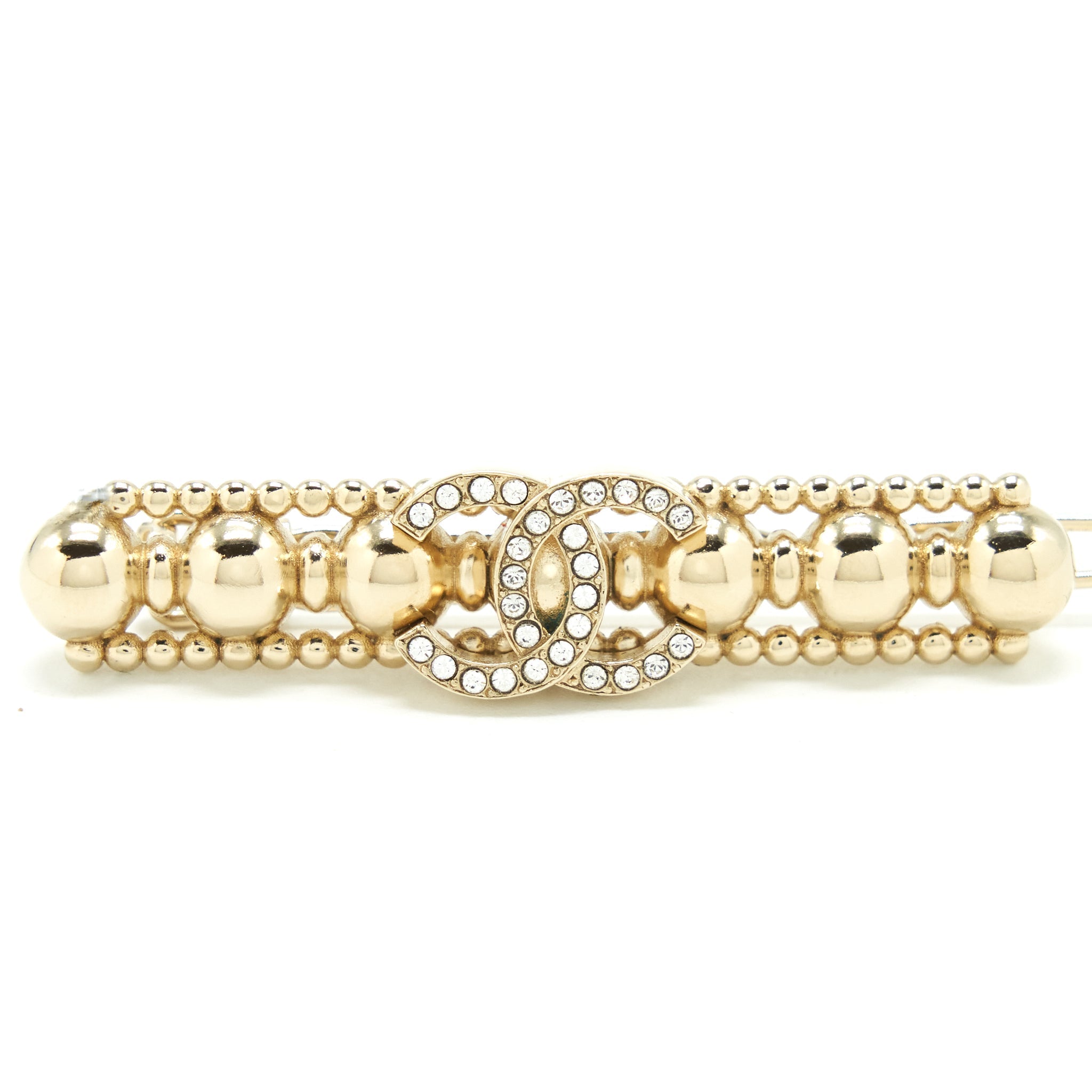 Chanel CC Logo Hair Clip Light Gold Tone