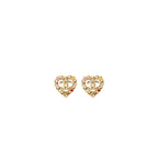 Chanel Heart With CC Logo Earring Light Gold Tone