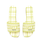 Dior Size 37 Dway Slide Lime Embroidered Cotton