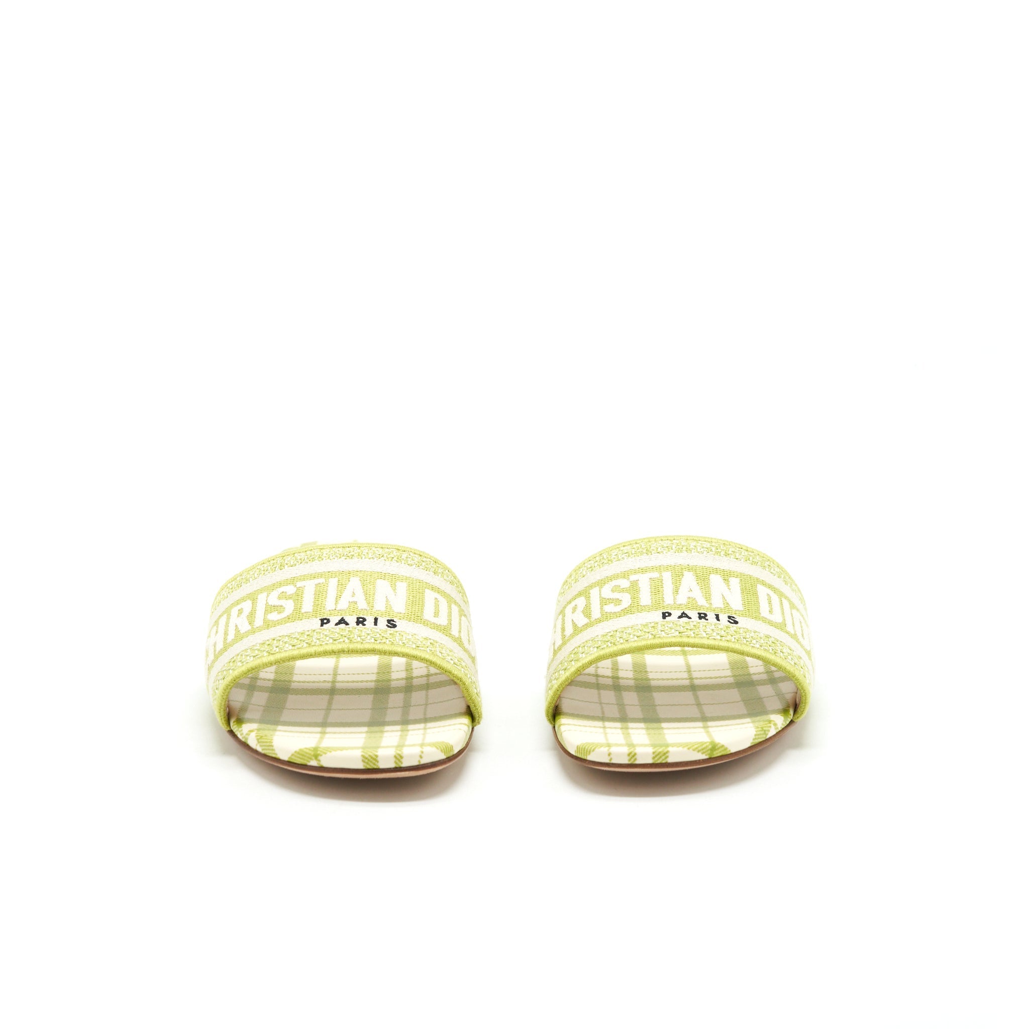 Dior Size 37 Dway Slide Lime Embroidered Cotton