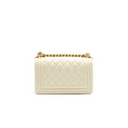 CHANEL SMALL BOY BAG CAVIAR LEATHER GHW IN WHITE