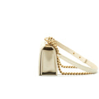 CHANEL SMALL BOY BAG CAVIAR LEATHER GHW IN WHITE